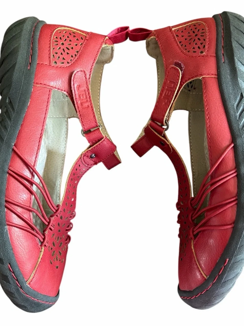 JBU by Jambu Sahara Mary Jane Flats - Size 6.5 - Red - Memory Foam, Adjustable